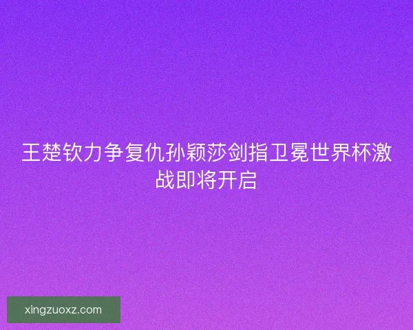 王楚钦力争复仇孙颖莎剑指卫冕世界杯激战即将开启